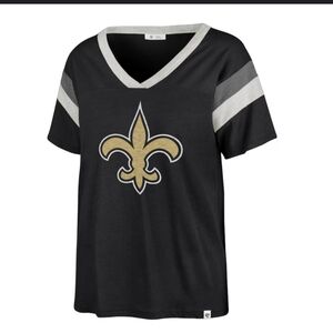47 Black New Orleans Saints Phoenix V-Neck T-Shirt Size Medium